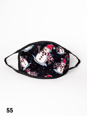 Reversible Snowman Print Jersey Fabric Face Mask